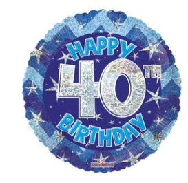 40TH BIRTHDAY BLUE FOIL BALLOON