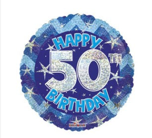50TH BIRTHDAY BLUE FOIL BALLOON