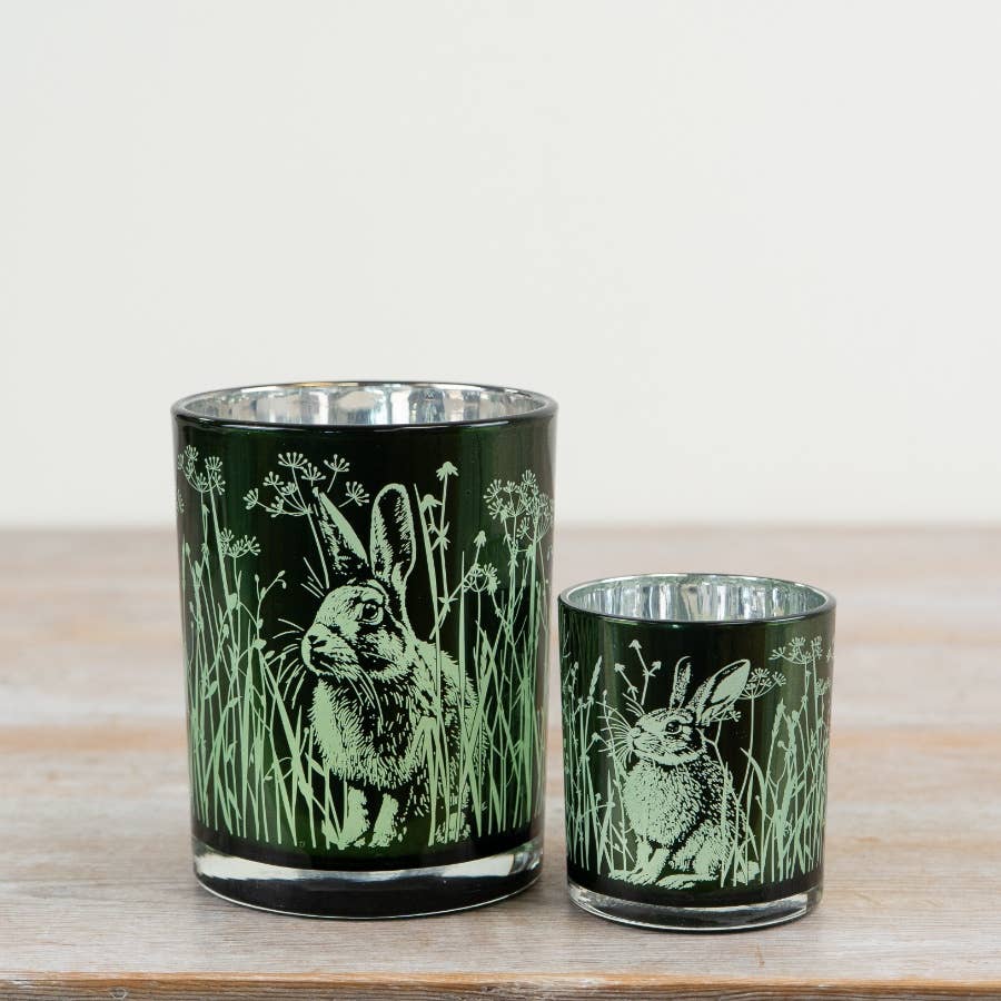 Rabbit & Flower Candle Holder, 12.5cm