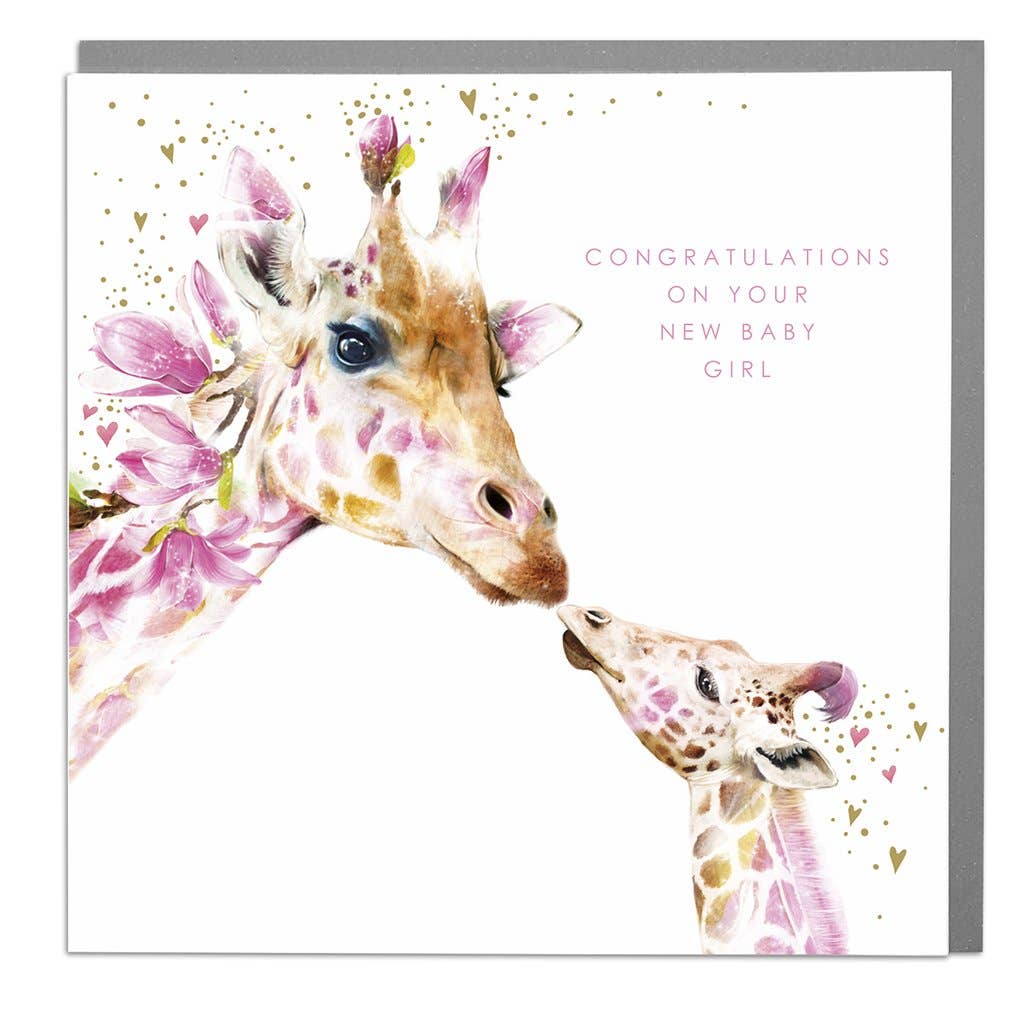 Giraffe New Baby Girl Card by Lola Design