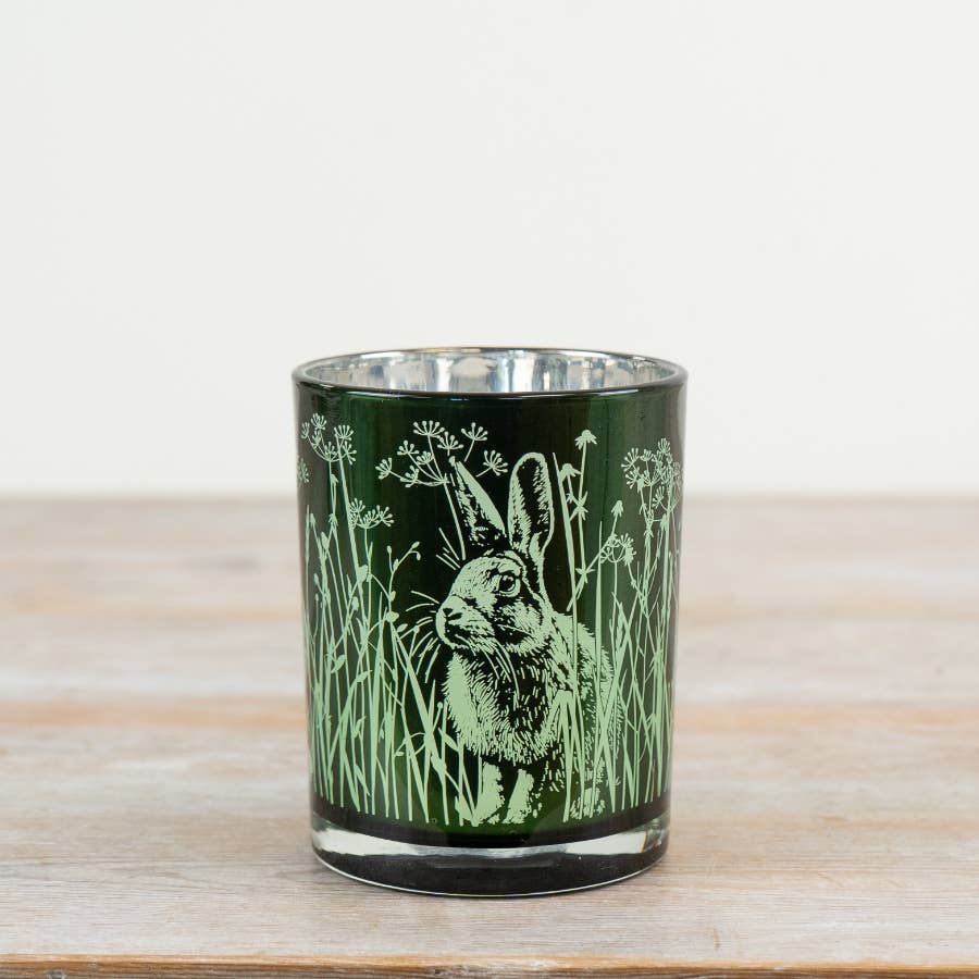 Rabbit & Flower Candle Holder, 12.5cm