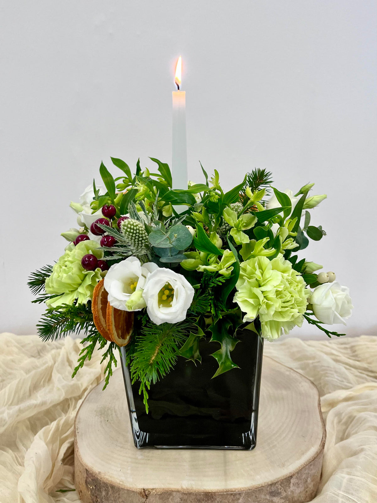 Christmas Candle Table Arrangement
