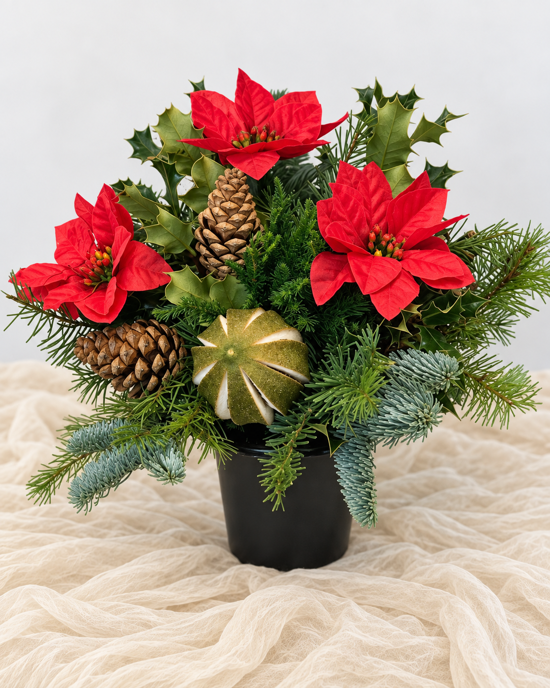 Fresh Foliage Christmas Grave Pot