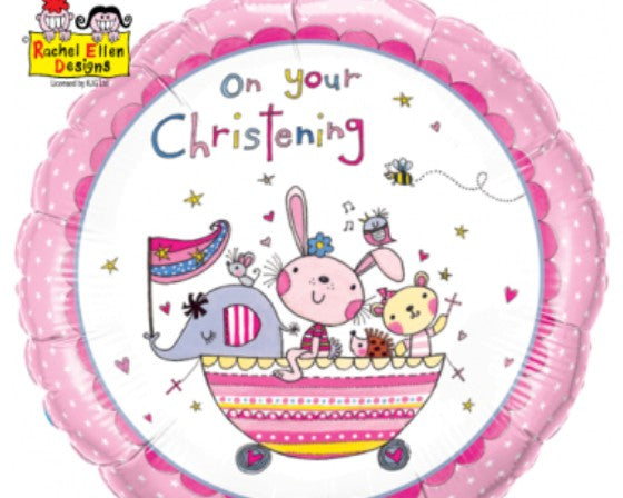 ON YOUR CHRISTENING PINK BALLOON
