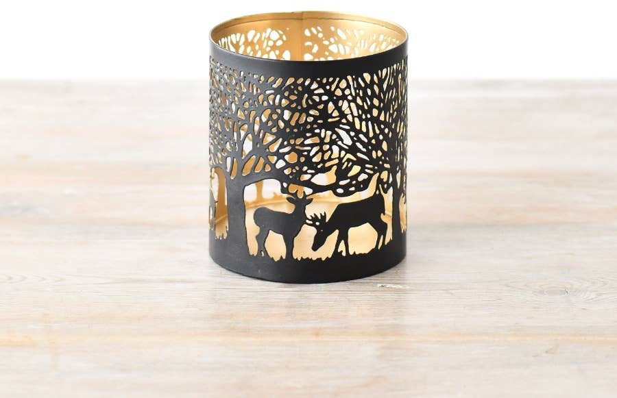 Medium Reindeer Cut Out Votive Candle holder, 14cm
