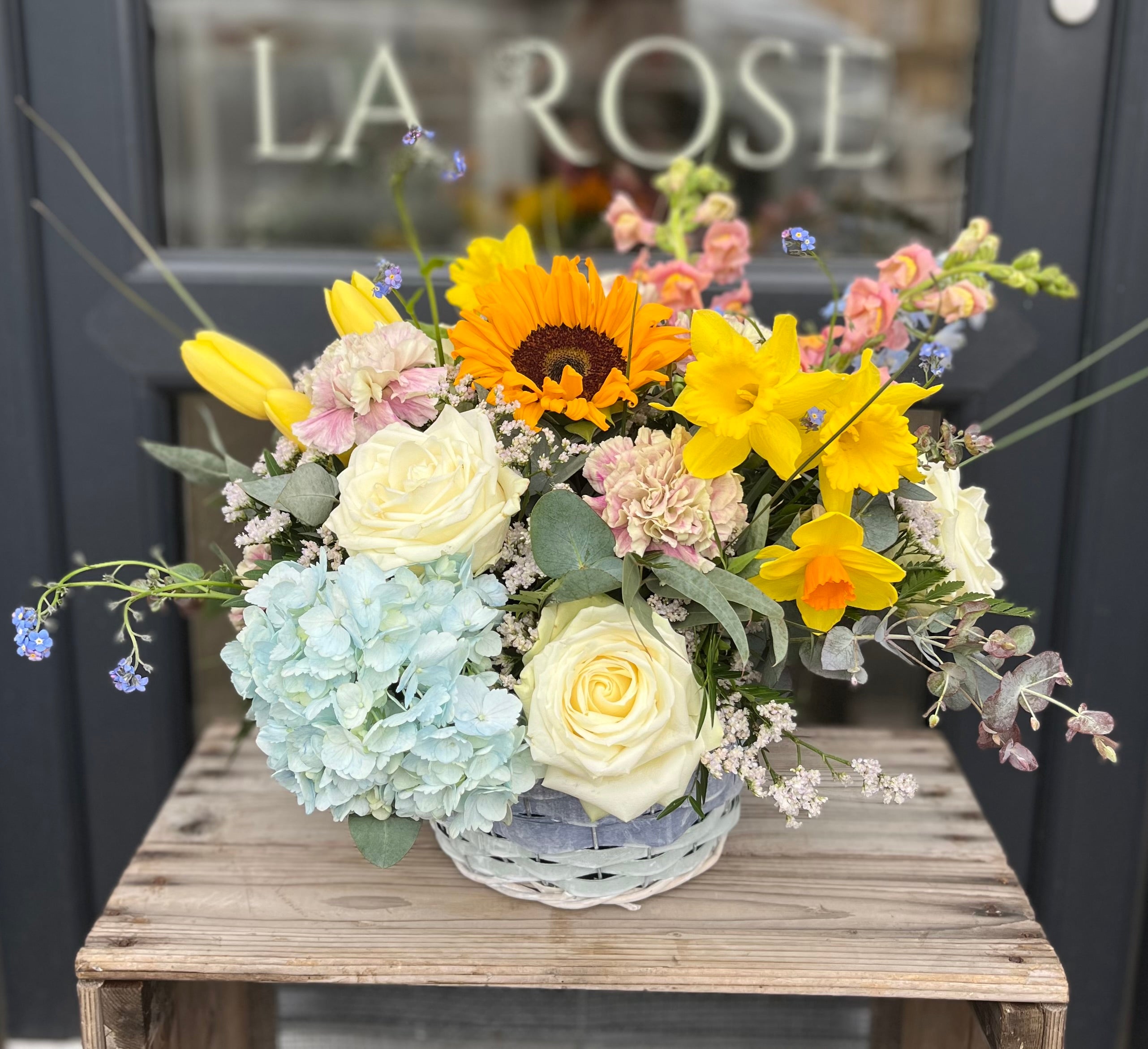 Florist Choice Pastel Basket Arrangement